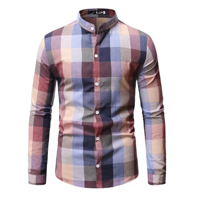 Ethan | Modern Checkered Long Sleeve Shirt