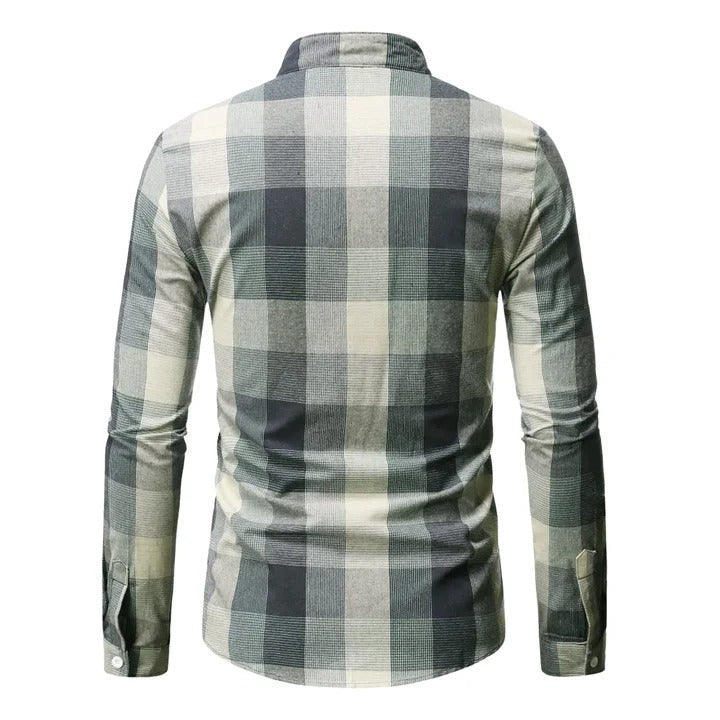 Ethan | Modern Checkered Long Sleeve Shirt